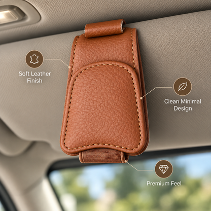 🚗 Magnetic Sun Visor Organizer – Leather Sunglasses, Card & Ticket Holder
