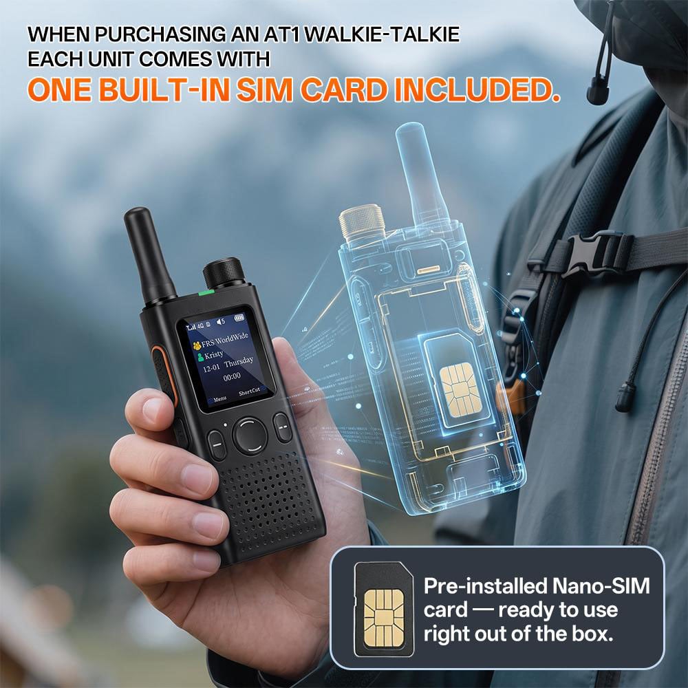 📻 AT1 4G LTE PoC Walkie Talkie by BAOFENG – Lifetime Free No Monthly Fees, 5000-Mile Long Range Two-Way Radio with App Control & Encrypted Group Chat for Family & Outdoor Adventures