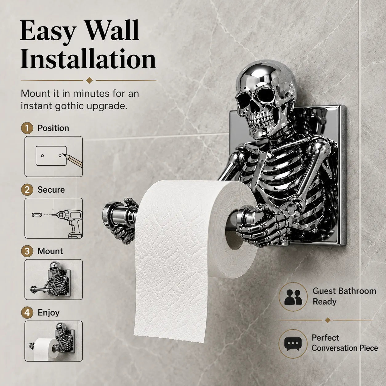 💀✨ 3D Skeleton Toilet Paper Holder