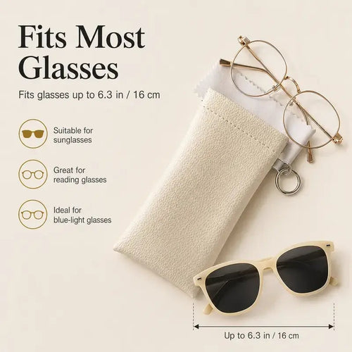 👜 Elastic Opening PU Leather Sunglasses Pouch Soft Portable Anti‑Scratch Eyeglasses Storage Protective Bag