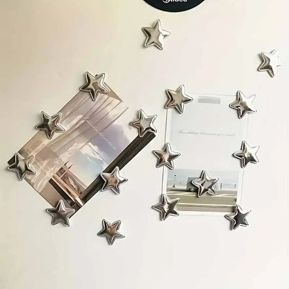 10 Pcs Silver Star-Shaped Decorative Fridge Magnets