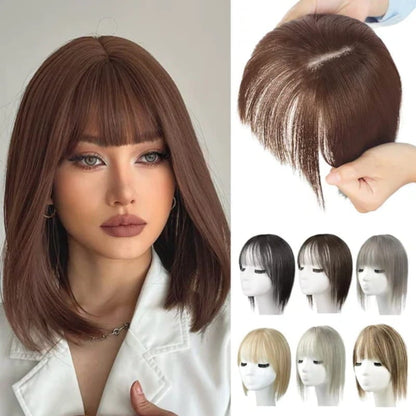 💥Superior Quality-Natural Hair Toppers With Bangs For Women