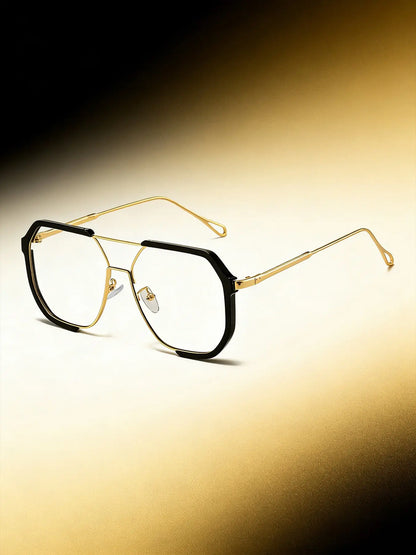 Unisex Flat Top Square Eyeglasses – Trendy Stylish Frames for Women & Men, Everyday Wear & Parties