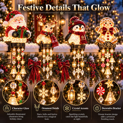 💯🎄 Christmas Porch Railing Lights – 4 Festive Character Designs