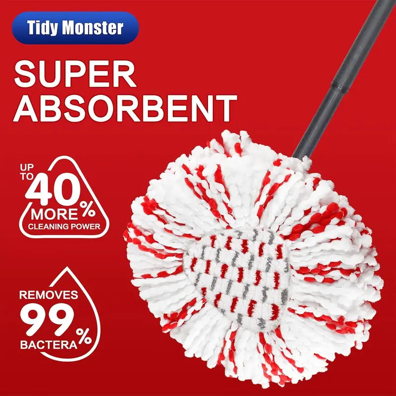 Spin Mop Heads Replacements with Scrubbing Pad Refills