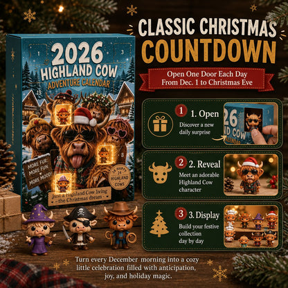 🔥Last Day 49% OFF - 🐂🎁2026 Highland Cow Advent Calendar | Every Day Brings New Surprises