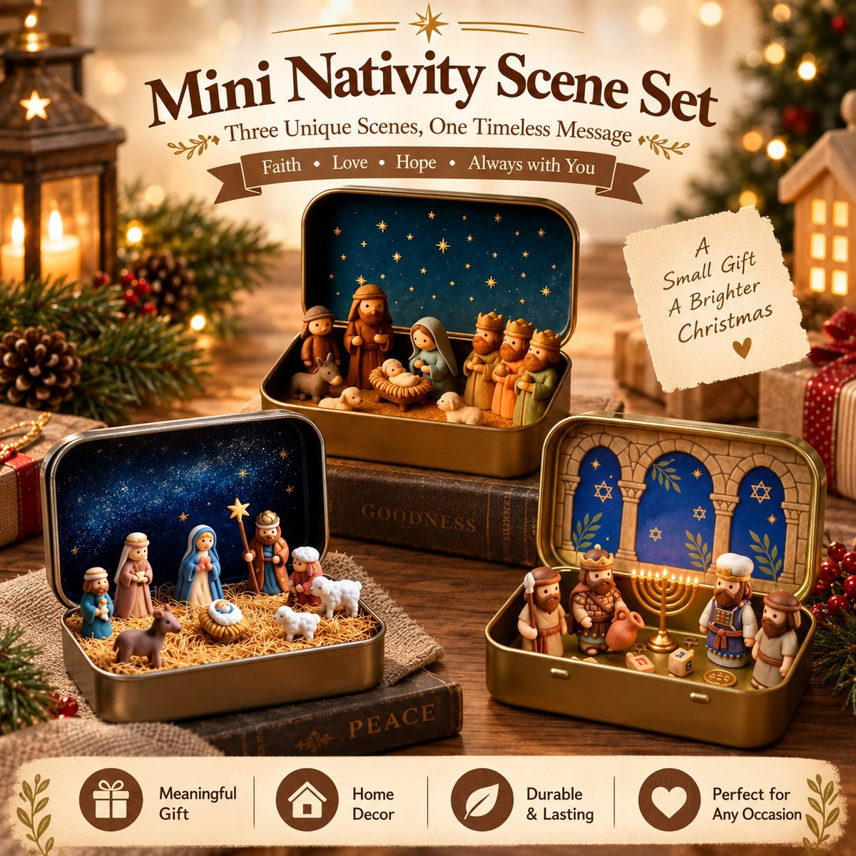 ✝️Religious Pocket-Size Mini Nativity Scene Set with Storage Box
