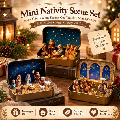 ✝️Religious Pocket-Size Mini Nativity Scene Set with Storage Box