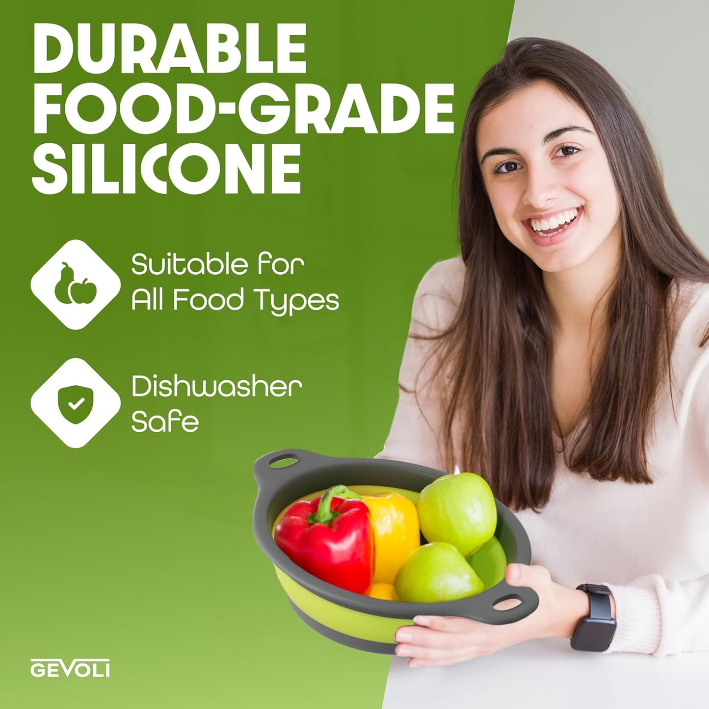 Collapsible Colanders with Self-Draining Base (4PC Set)