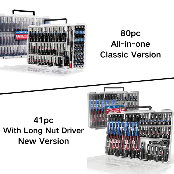 80-Piece Magnetic Impact Nut Driver Set – SAE & Metric Socket Bits with Adapters, Extensions & Bit Holder