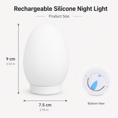 🌈 50% OFF 7-Color RGB Egg Night Light – Tap Control, Stepless Dimming & USB Rechargeable