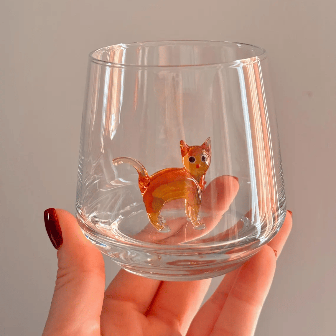 🐱 Handmade Murano-Style Cat Wine Glass – Whimsical Art Glass for Cat Lovers 🍷✨