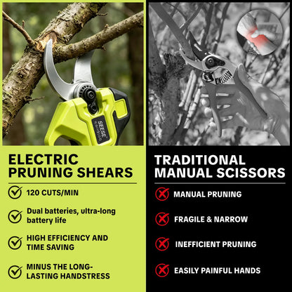 Electric Pruning Shears for Gardening: 1.25" Cutting Cordless Power Pruner, Brushless Motor, Dual21V Battery For Tree & FlowerTrimming