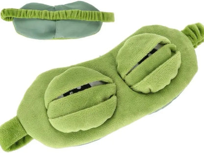 Cute Shiny Frog Plush Sleep Mask, soft cotton lining, lightweight light blocking, ideal for travel nap & rest.