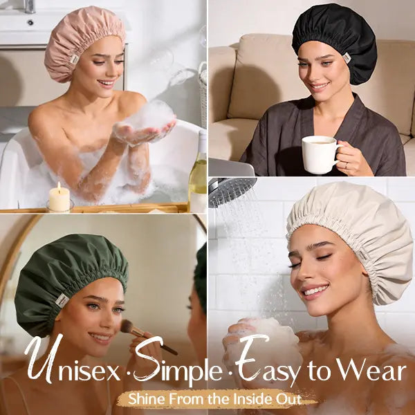 Shower Cap for Women Reusable Waterproof