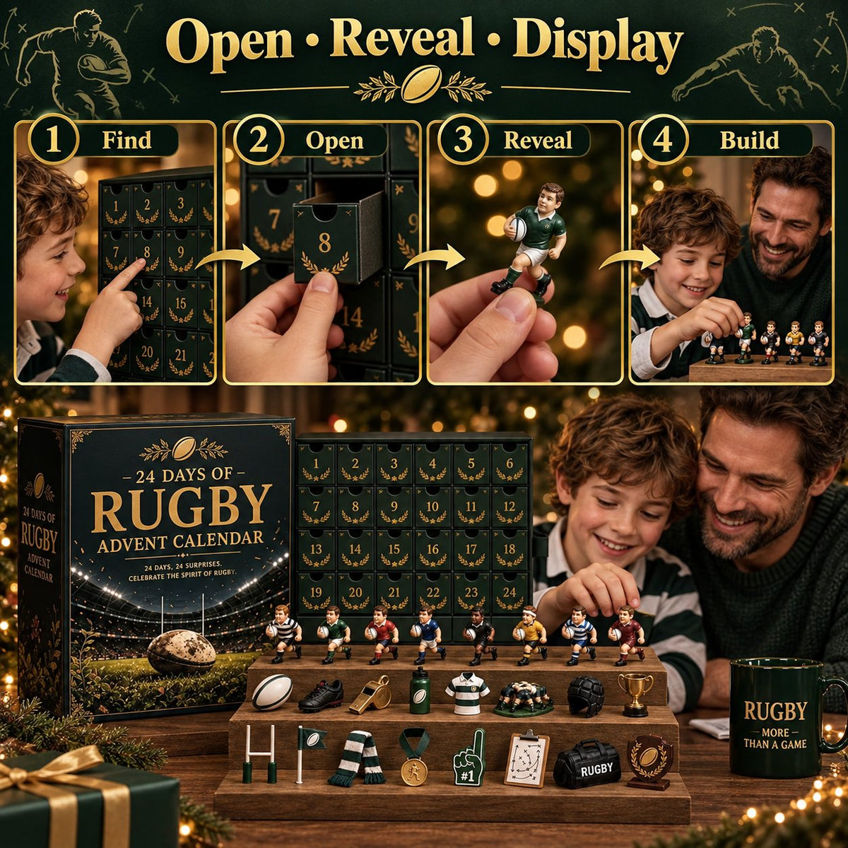 🏈🎁Rugby Advent Calendar 2026 – 24 Rugby-Themed Collectible Surprises Christmas Countdown Gift(📦Buy 2 Free Shipping)