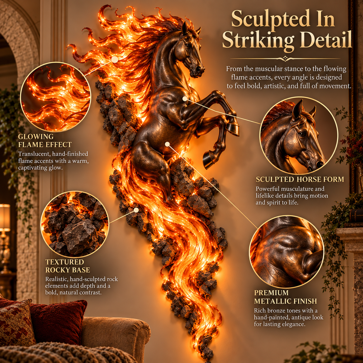 ⏰Limited Stock 50% OFF ✨🐎 Flaming Horse Wall Decor
