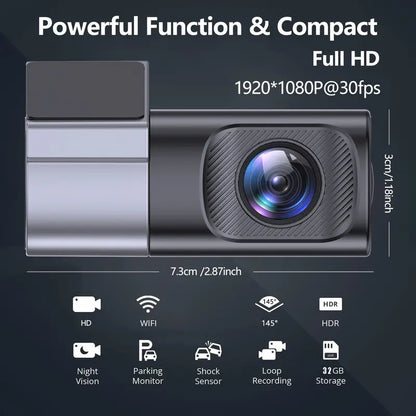Wired WiFi Dash Cam 1080P HD