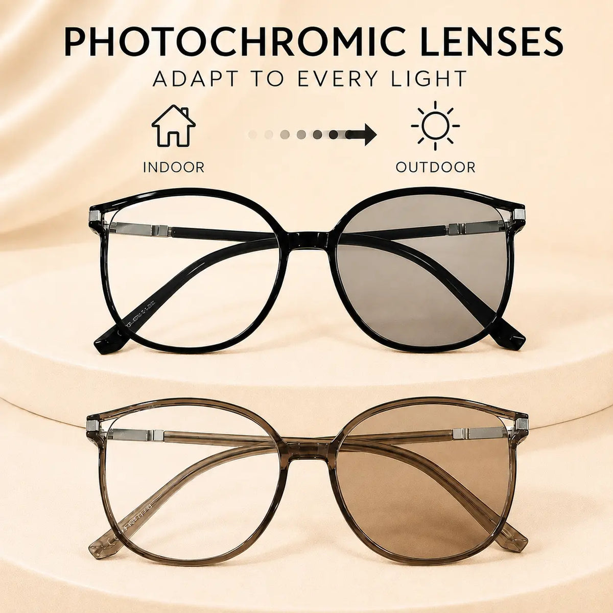 Unisex Daily Wear Semi-Rimless Metal Frame Blue Light Blocking Glasses - Lightweight, Comfortable, Photochromic PC Lenses