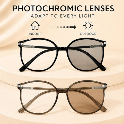 Unisex Daily Wear Semi-Rimless Metal Frame Blue Light Blocking Glasses - Lightweight, Comfortable, Photochromic PC Lenses