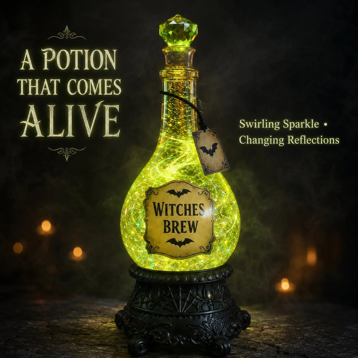 🧙✨Lighted Witches’ Brew Poison Bottle Glitter Globe