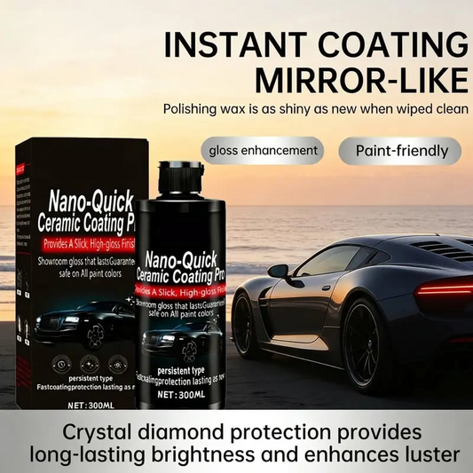 Automotive nano-ceramic coating features dust-repellent and hydrophobic properties, along with a long-lasting shine.