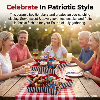 250th American Legacy Star Tray | Patriotic Two-Tier Serving Sculpture
