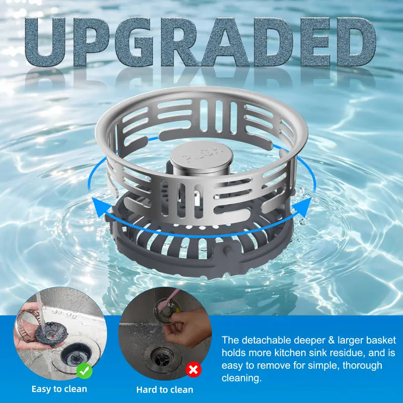 Upgraded 3 in 1 Kitchen Sink Drain Strainer
