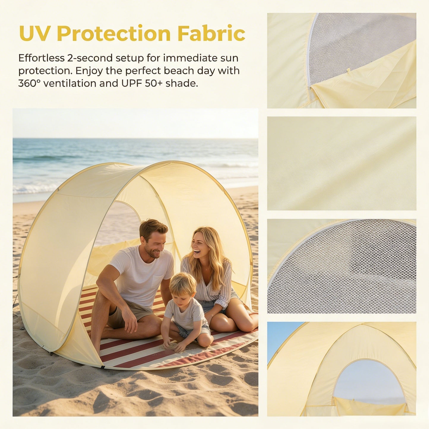 Pop-Up Beach Tent with UV Protection