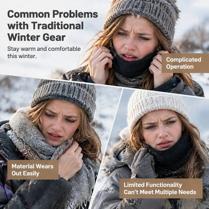 🎉2026 Women's Fleece Hooded Winter Cycling Mask and Hat for Cold Weather
