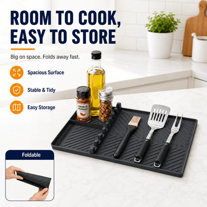 🔥🍳 16.5" × 11" Silicone Grill Side Shelf Mat – Heat-Resistant, Non-Slip & Dishwasher Safe BBQ Organizer ✨