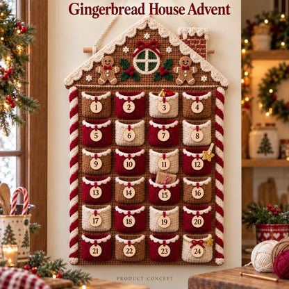 🧶 DIY Crochet Advent Calendar Kit | 24 Refillable Pockets, 4 Christmas Characters & Complete Crochet Materials 🎄