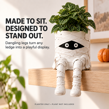 🎃 Halloween Sitting Planter with Dangling Legs – Cute Spooky Character Plant Pot for Fall Home Decor & Plant Lovers Gift