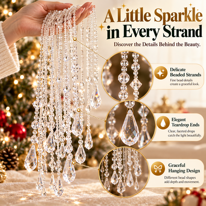 ✨ Sparkling Crystal-Like Christmas Garland – Hanging Teardrop Bead Strands for Elegant Holiday Tree Decor 🎄