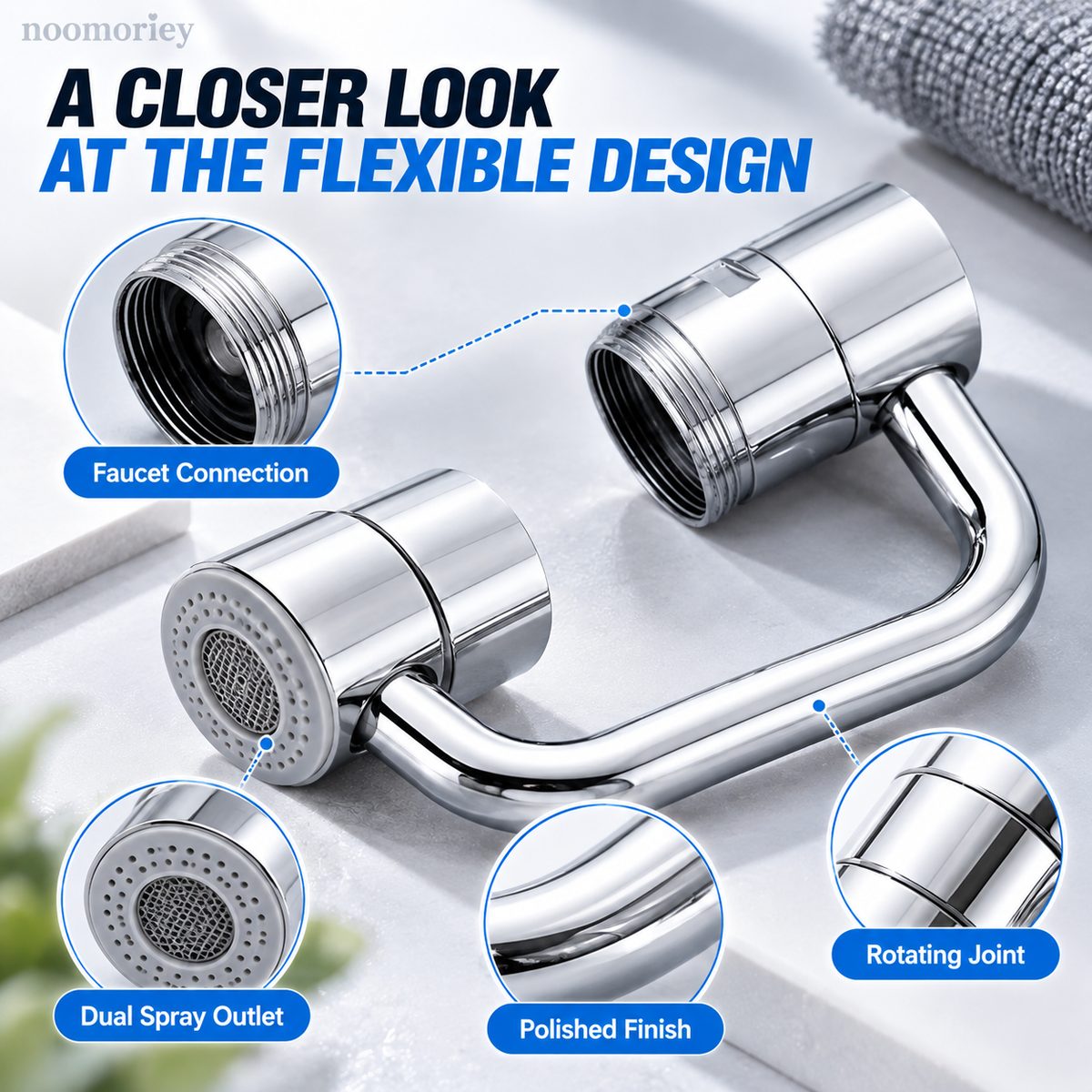 💦🔄 FlexiFlow – 1440° Rotatable Faucet Extender with Dual Spray Modes