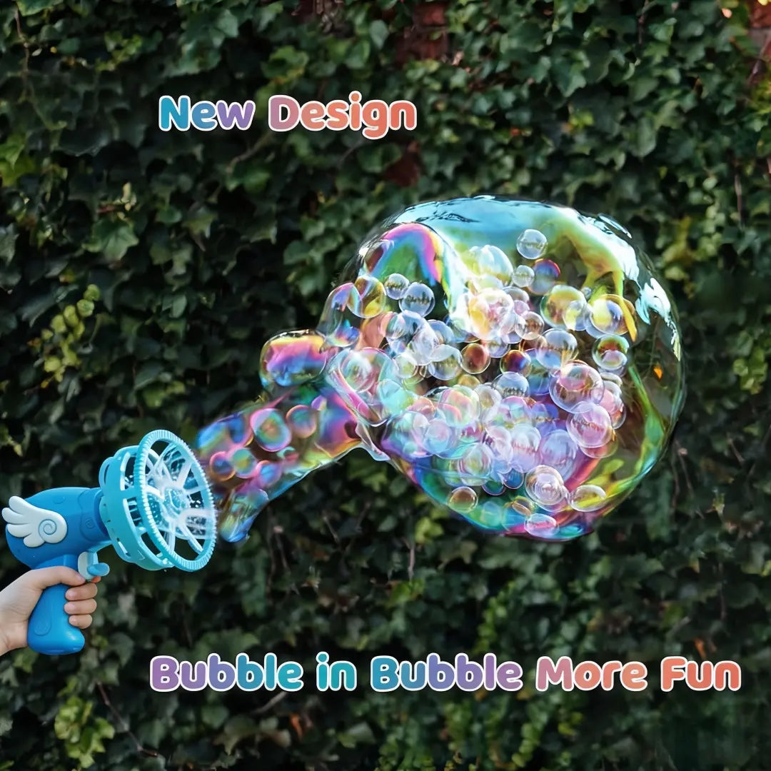 🫧 Angel Bubble Blaster – Bubbles Inside Bubbles Magic Bubble Gun for Kids Outdoor Fun, Party & Family Entertainment