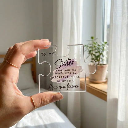 To My Sister Lightweight Transparent Compact Rectangle Acrylic Puzzle Plaque Gift
