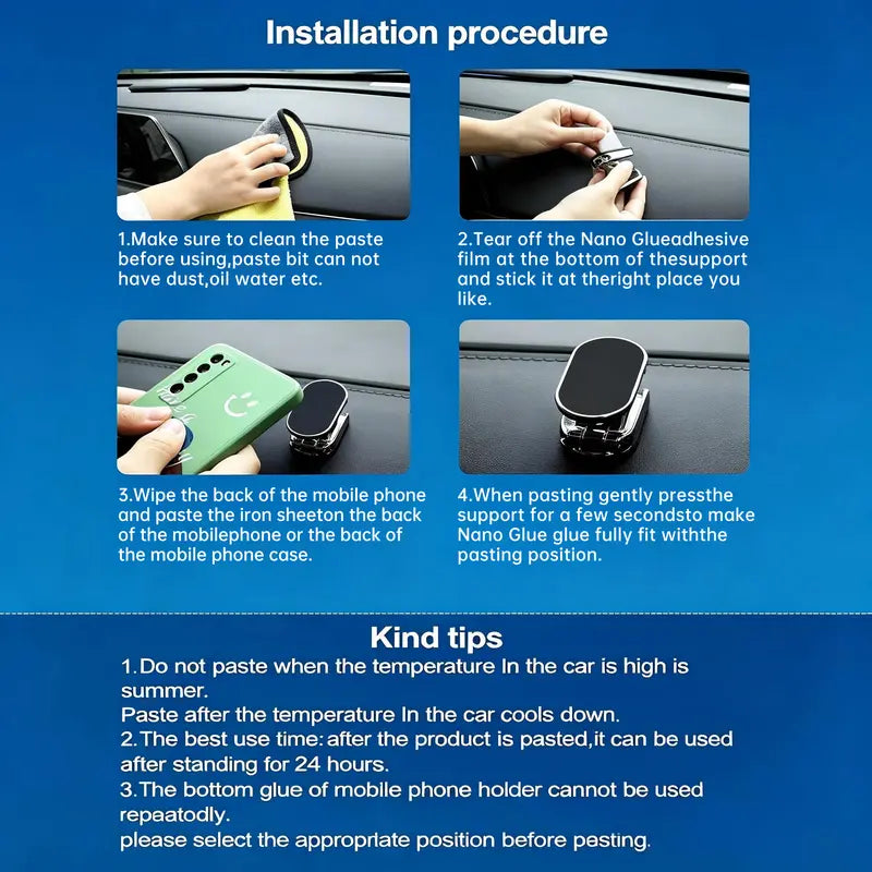 Foldable Metal Magnetic Car Phone Holder