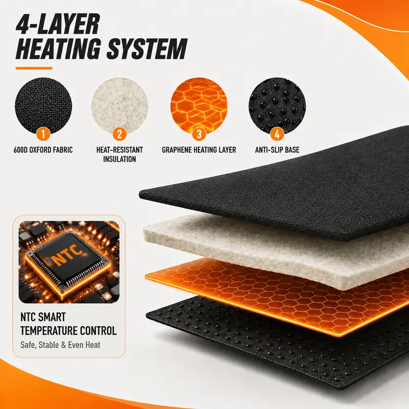 🔥 Portable Foldable Heated Seat Cushion – USB-Powered with 3 Heat Settings