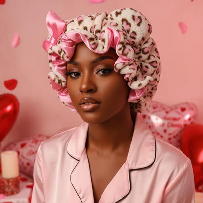 🔥Buy 2 Save 10%🎀Leopard Print & Pink Teddy Bonnet✨
