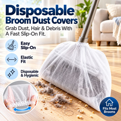 50 PCS Disposable Dusting Covers for Brooms – Static Dust Remover for Hair, Pet Fur & Floor Cleaning