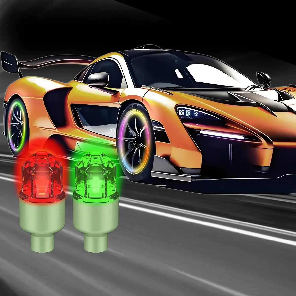 ✨ Motion-Activated LED Tire Valve Caps – Waterproof Auto-Glow Wheel Lights 🚗💥