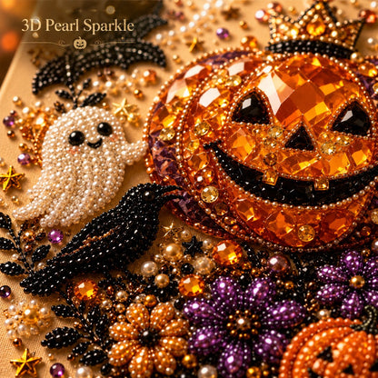 🔥LAST DAY 50% OFF - 🎃 Halloween Pearl Diamond Art Kit – DIY 3D Sparkling Bead Painting Craft For Spooky Home Decor