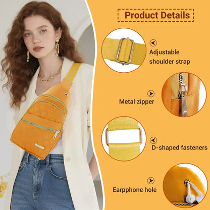 Women's Solid Color Quilted Waterproof Belt Bag - Adjustable Strap, Large Capacity, Matching Multiple Pockets