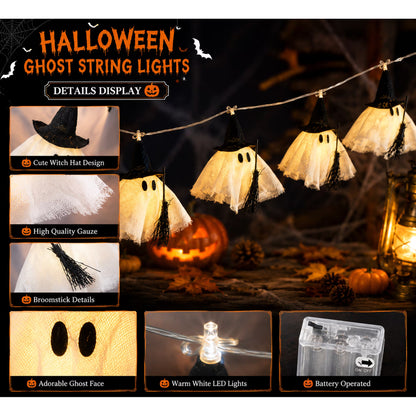 Lit Witch Ghost String Lights