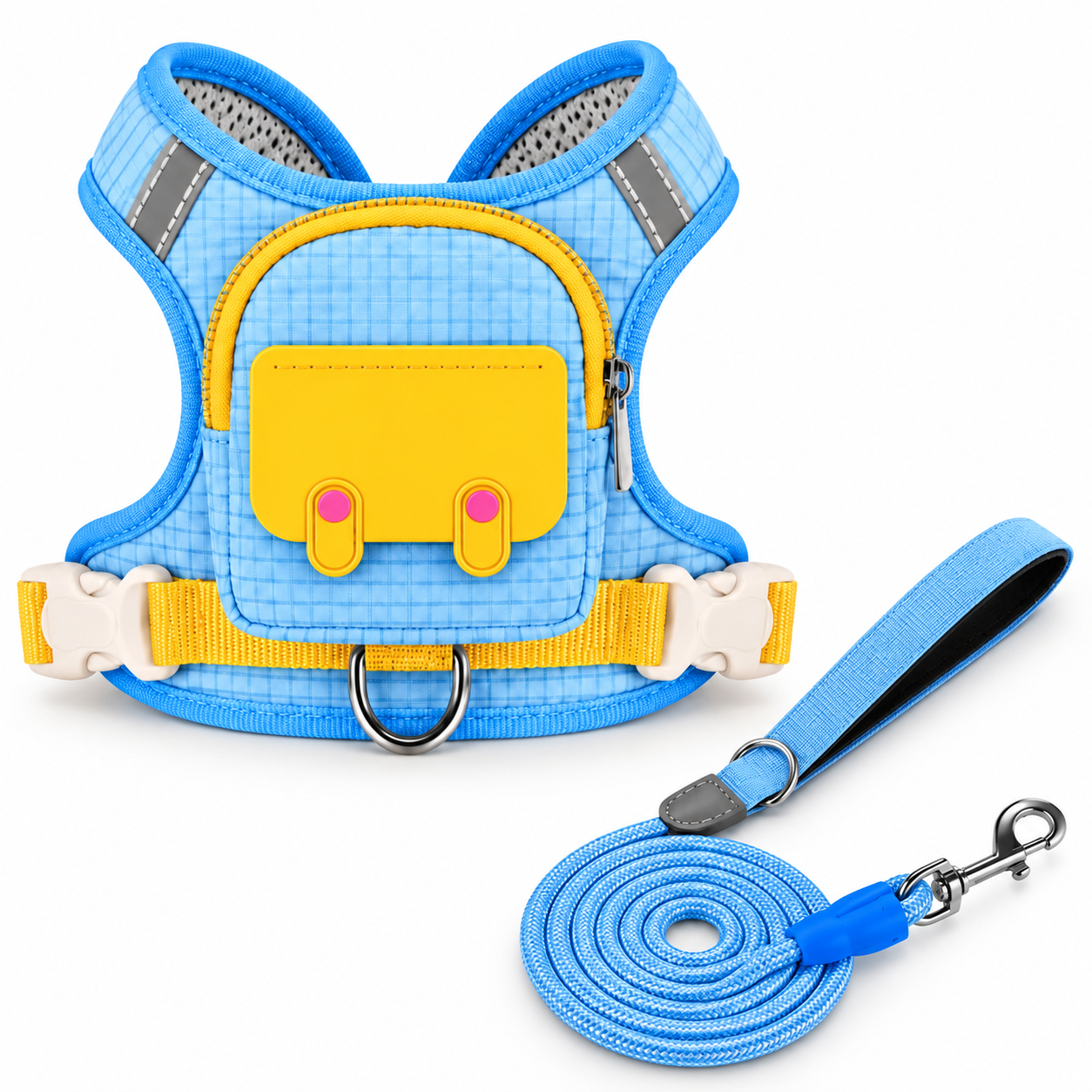 🎒 Pet Backpack Harness & Leash Set – Built-In Storage for Everyday Walks