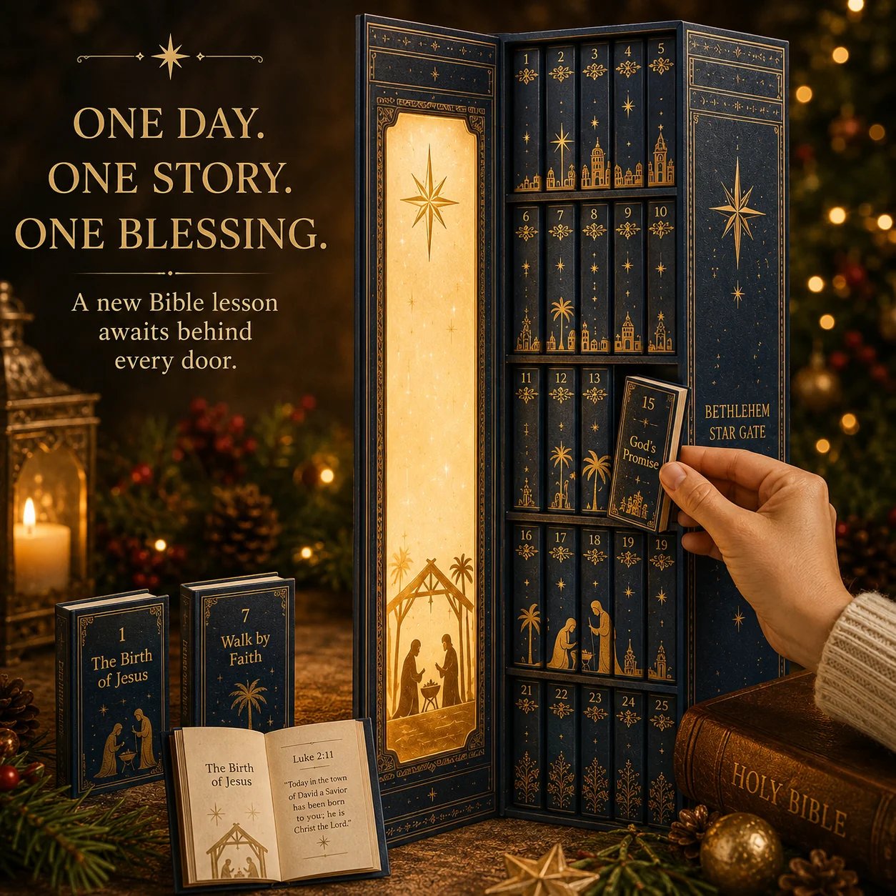 ✝️Bethlehem Star Gate – 25-Day Christian Christmas Advent Calendar with Mini Bible Story Books📚