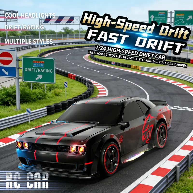 🔥 50% OFF 4WD RC Drift Car For Kids – 2.4GHz Remote Control Racing Car With LED Lights