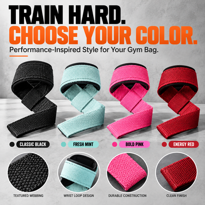 Self-Curling Lifting Straps — Padded Wrist Loops, 1 Pair