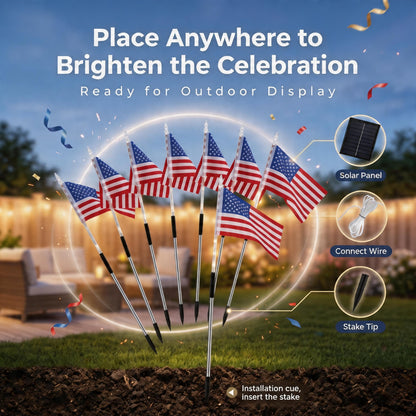 8-in-1 American Flag Solar Lights
